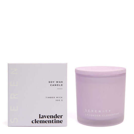 Coloured Core Timber Wick 300g Candle - Lavender Clementine