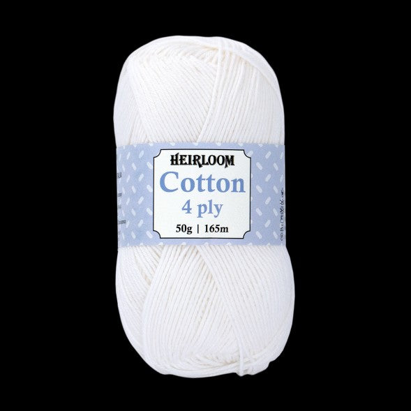 HEIRLOOM COTTON 4ply 50g SNOW