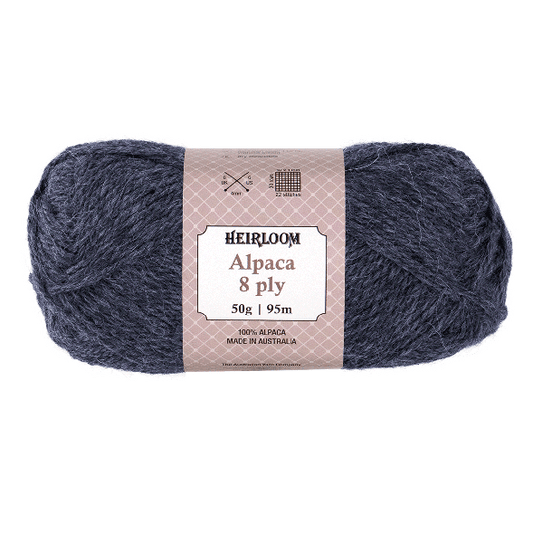 Heirloom Alpaca 8ply 50g Storm Grey