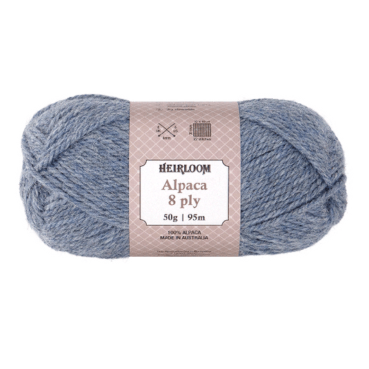 Heirloom Alpaca 8ply 50g Greyblue Heather
