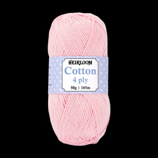 HEIRLOOM COTTON 4ply 50g PINK ROSE