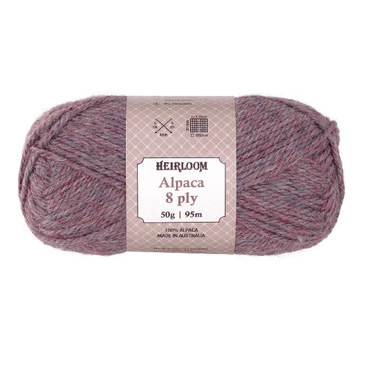 Heirloom Alpaca 8ply 50g Tea Rose