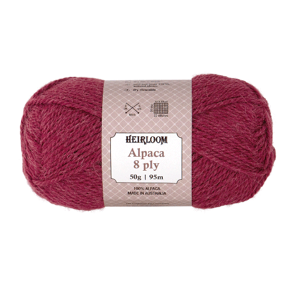 Heirloom Alpaca 8ply 50g Blood Moon