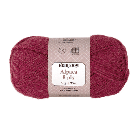 Heirloom Alpaca 8ply 50g Blood Moon