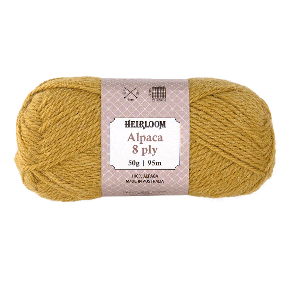 Heirloom Alpaca 8ply 50g Mustard