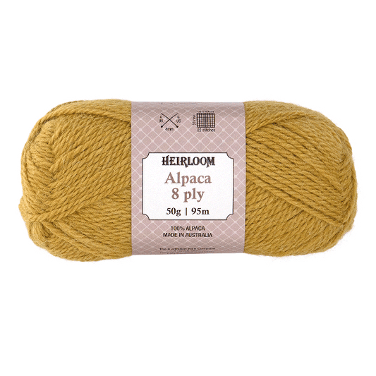 Heirloom Alpaca 8ply 50g Mustard
