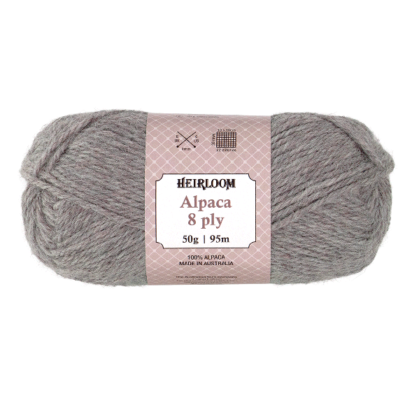 Heirloom Alpaca 8ply 50g Sea Fog