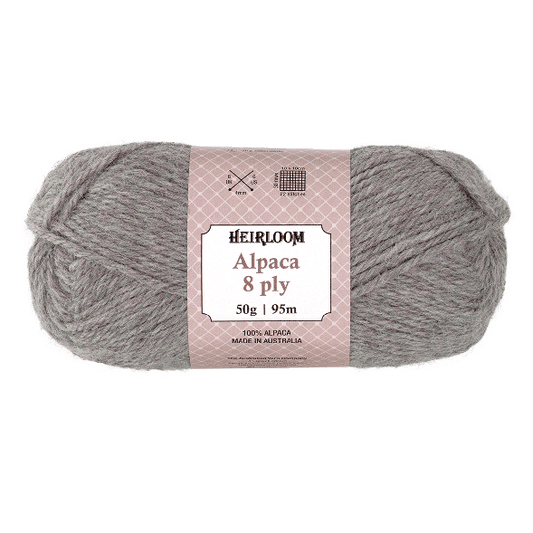 Heirloom Alpaca 8ply 50g Sea Fog