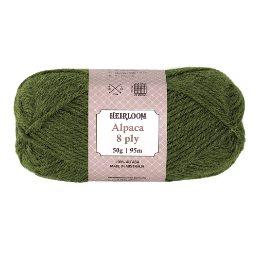 Heirloom Alpaca 8ply 50g Moss Green