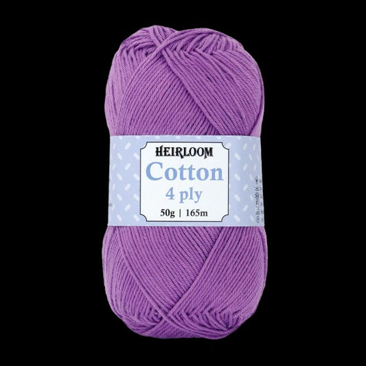 HEIRLOOM COTTON 4ply 50g VIOLET