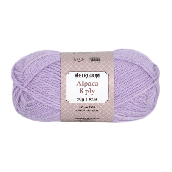 Heirloom Alpaca 8ply 50g Pure Purple