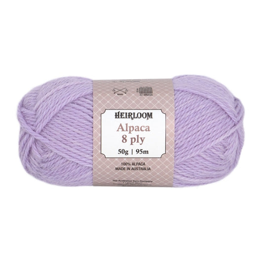 Heirloom Alpaca 8ply 50g Pure Purple