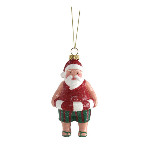 6.5*5.6*10.7cm Plastic Beach Santa Ornament