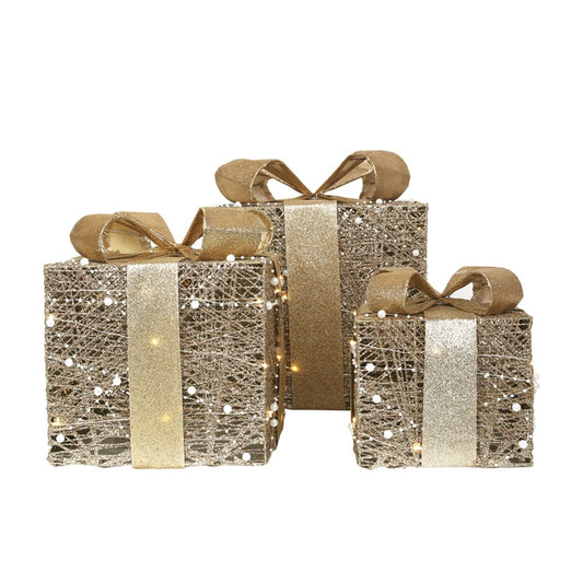 Gold Led Gift Box L25cm