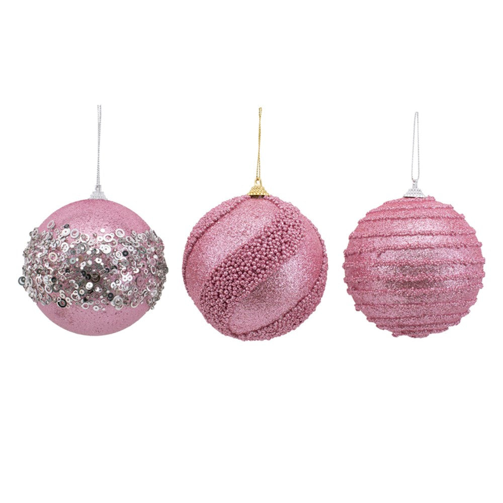 3A 10cm Pink Baubles 18Pcs In Pdq Tray