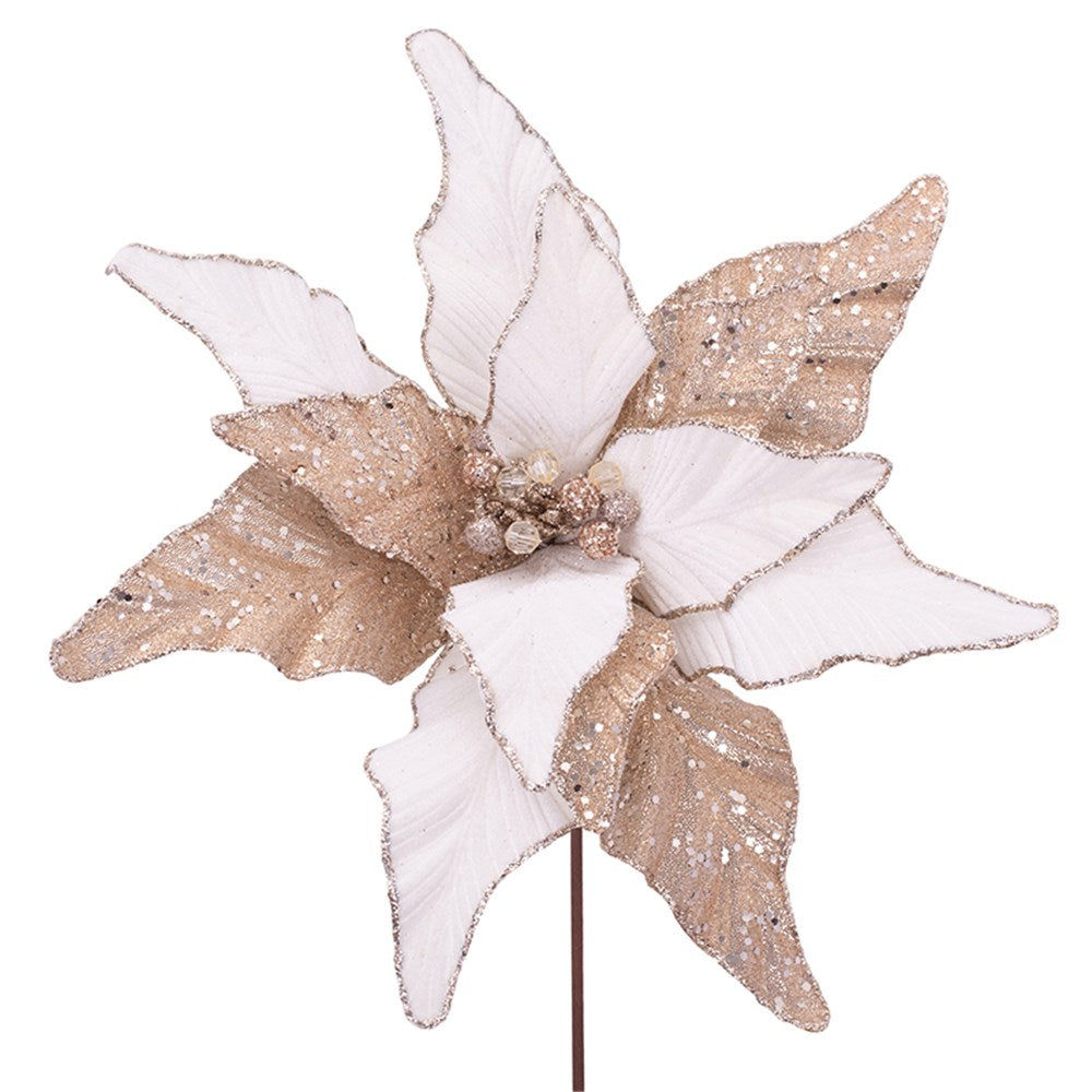 Champagne&Ivory Poinsettia Stem 39cm