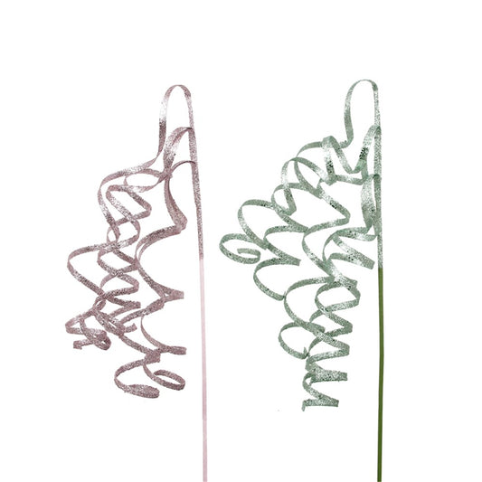 2A 73cm Sage & Dusty Pink Swirl Glitter Stem
