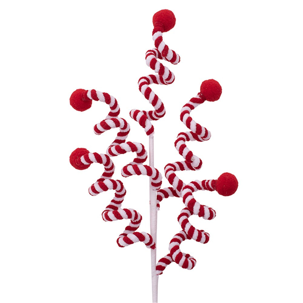 65cm Red&White Candy Swirl W/Red Pompom Pick