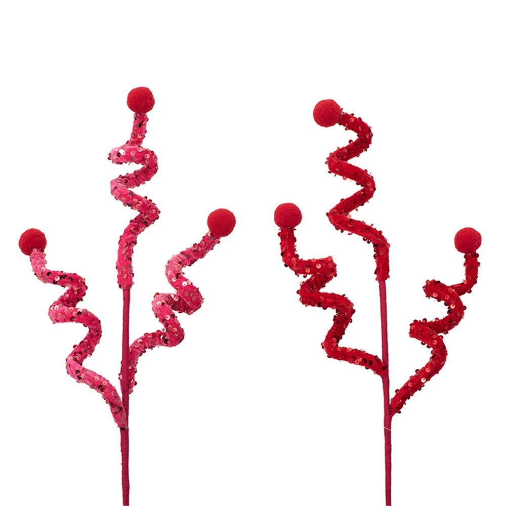 72cm Red & Candy Pink Sequin Swirl Pick