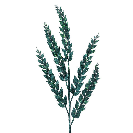 90cm Emerald Green Glitter Leaf Stem