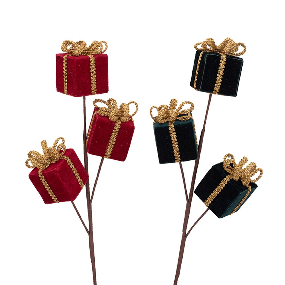 2A 67cm Stem Emerald Green & Red Velvet 3P x 6cm Gift Boxes