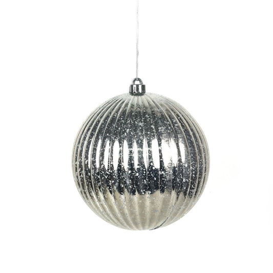 20cm Silver Bauble In Pvc Box