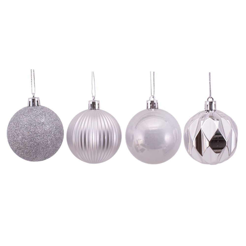 8Pk 6cm Silver Bauble