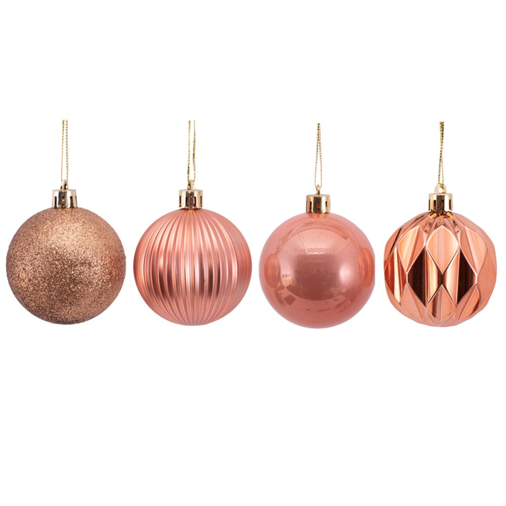 8Pk 6cm Rose Gold Bauble