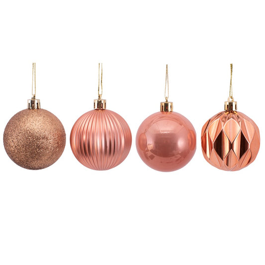 8Pk 6cm Rose Gold Bauble
