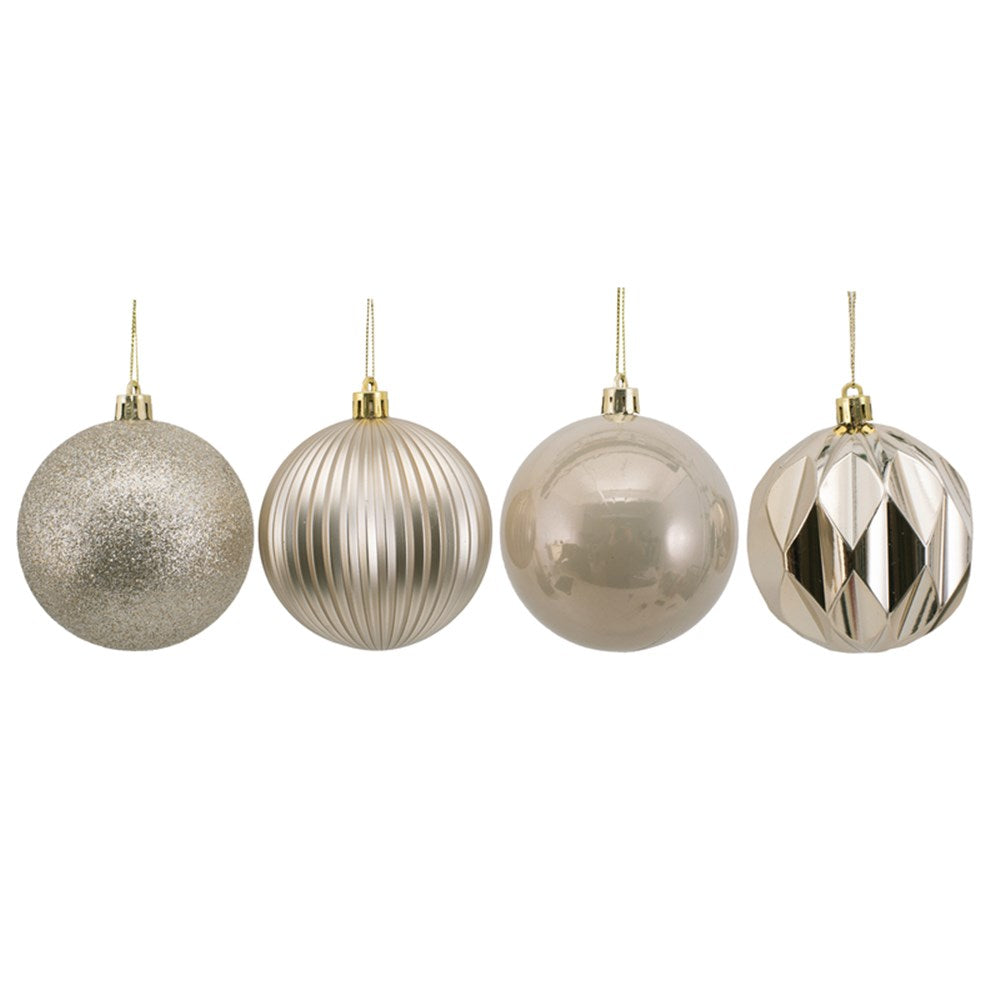 4Pk 8cm Platinum Bauble