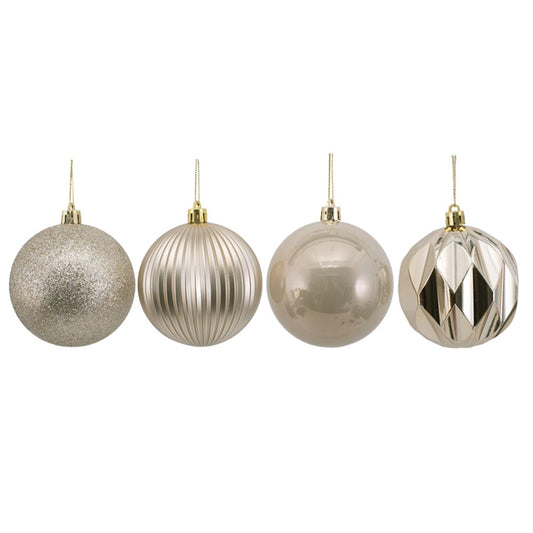 4Pk 8cm Platinum Bauble