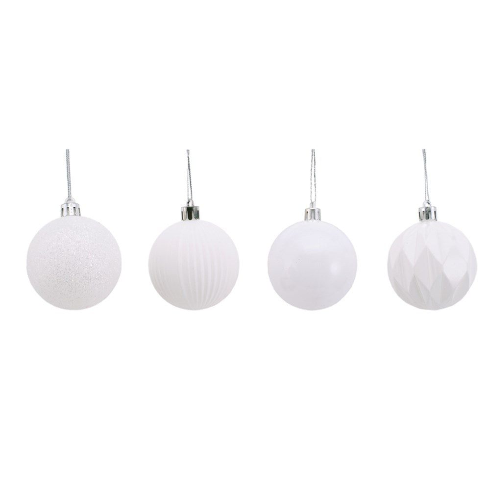 8Pk 6cm White Bauble
