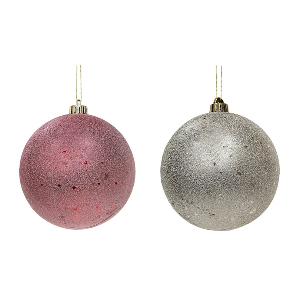 2A 15cm Champagne Silver & Red Bauble In Pvc Box