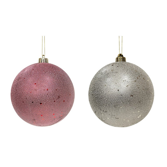 2A 15cm Champagne Silver & Red Bauble In Pvc Box