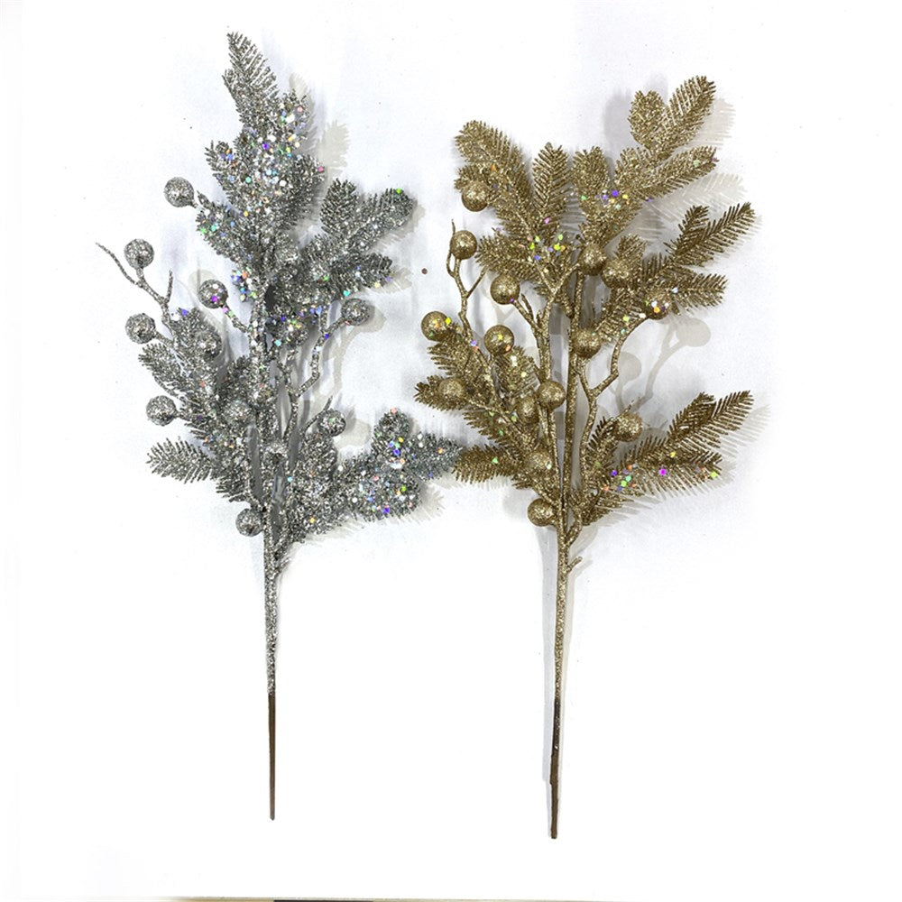 2A 37cm Glitter Finish Stem Silver & Champagne