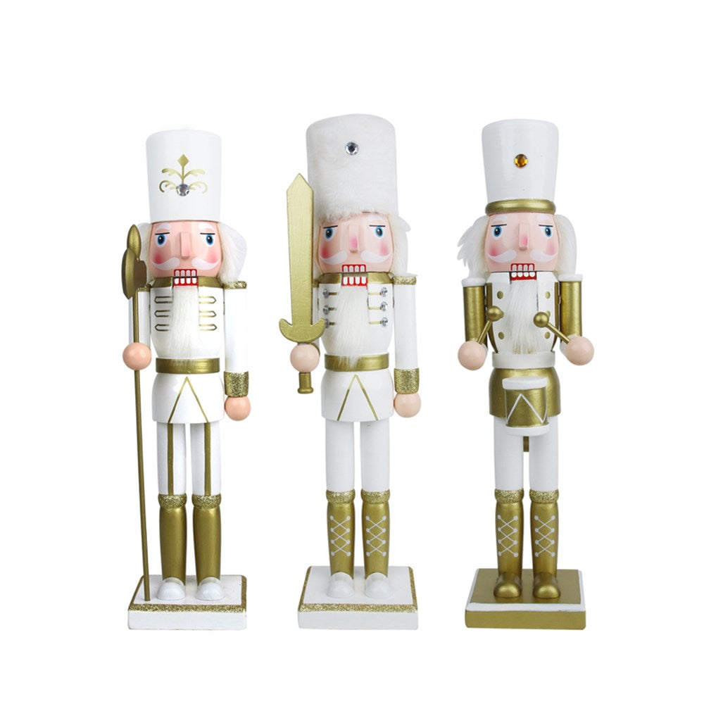 3A 38cm White & Gold Nutcrackers