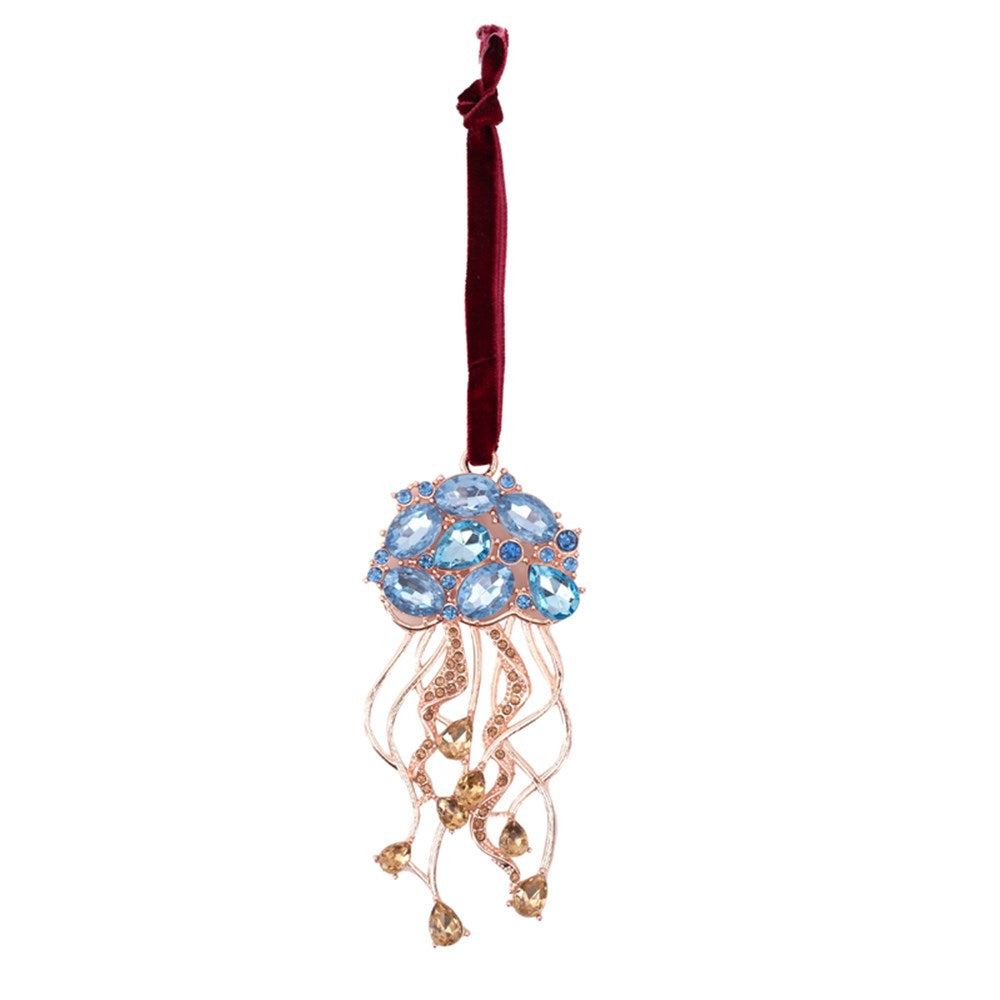 11cm Light Blue & Champagne Crystal Seahorse Tree Ornament