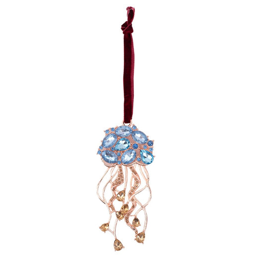 11cm Light Blue & Champagne Crystal Seahorse Tree Ornament