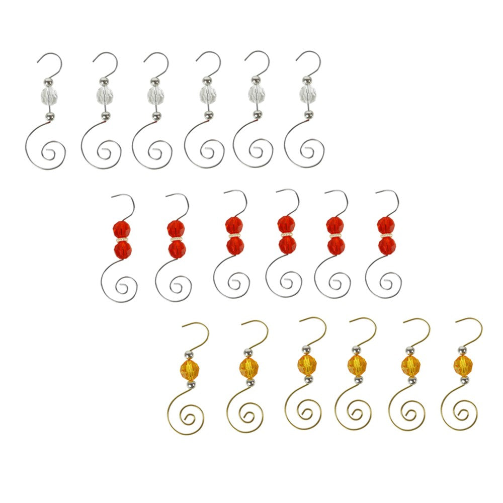 3A 6Pk Ornament Hooks Red, Gold, Clear