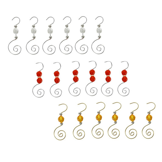 3A 6Pk Ornament Hooks Red, Gold, Clear