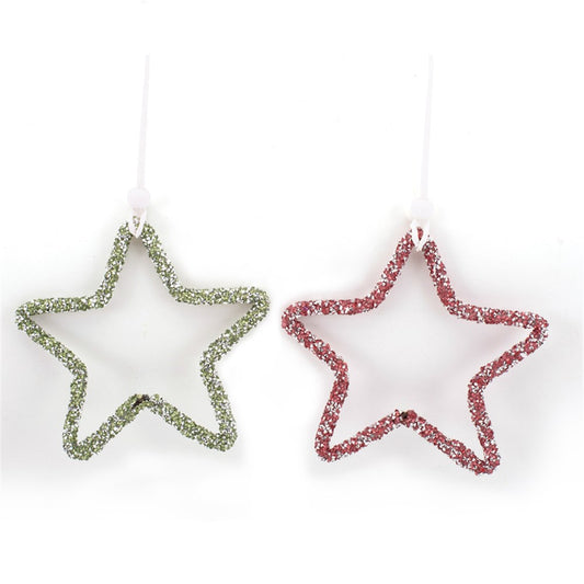 2A 11.5cm Bling Star Tree Ornament Mint, Pink