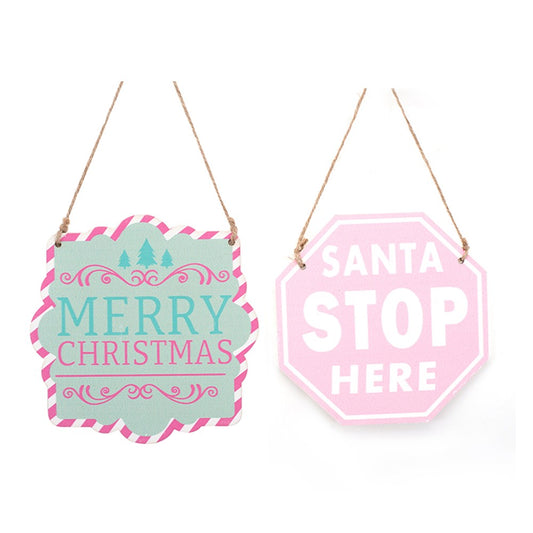 2A 13x13cm Candy Santa Stop Here Sign