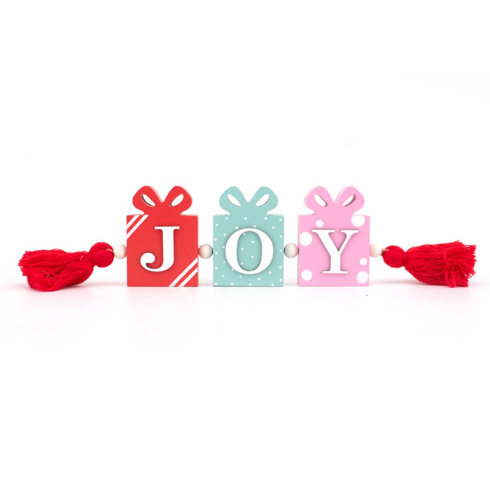 26x9x2cm Joy Christmas Sign W/Tassels