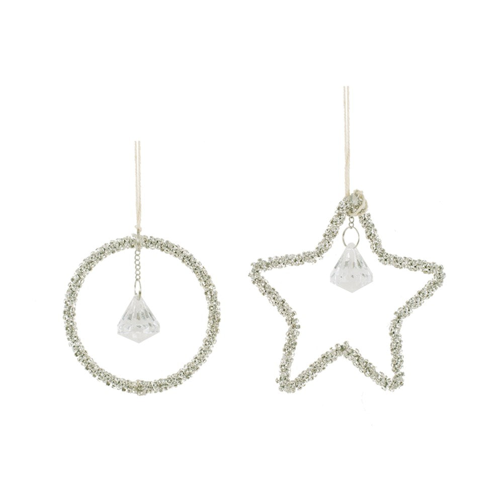2A 9cm Bling Star & Circle Tree Ornament