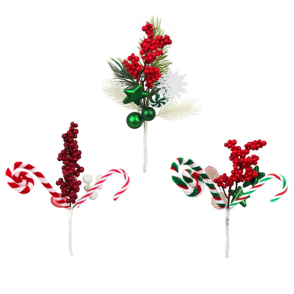 3A 29cm White, Red, Green Christmas Picks