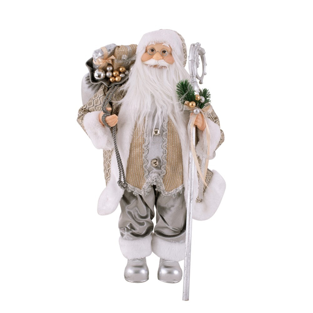 45cm Silver Christmas Santa Claus