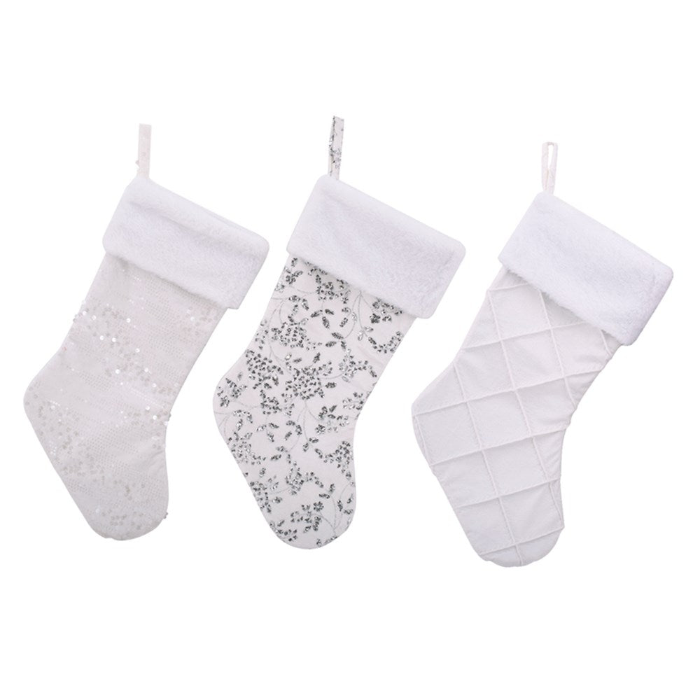 3A 20x48cm White Christmas Stocking
