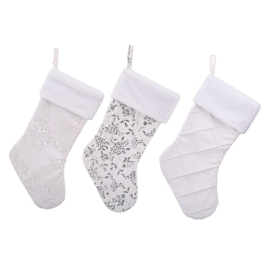 3A 20x48cm White Christmas Stocking