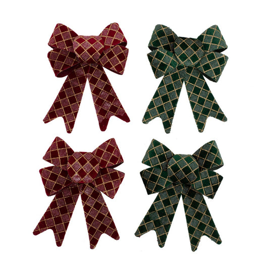 2A 13x17cm Burgundy & Emerald Bow W/Champagne Glitter Details