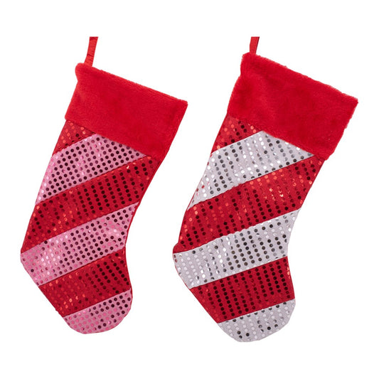 2A Red/White, Pink/Red Sequin Stockin